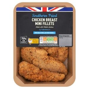 Sainsbury's Southern Fried Breaded Fresh British Chicken Mini Fillets 305g