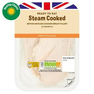 Sainsbury's Steam Cooked British Chicken Breast Fillets x2 220g Sainsbury's Steam Cooked British Chicken Breast Fillets x2 220g