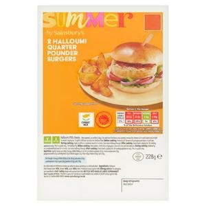 Sainsbury's Summer 2 x Halloumi Quarter Pounder Burgers 228g