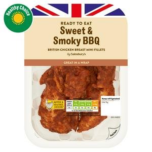 Sainsbury's Sweet & Smoky BBQ Cooked British Chicken Breast Mini Fillets 170g Sainsbury's Sweet & Smoky BBQ Cooked British Chicken Breast Mini Fillets 170g