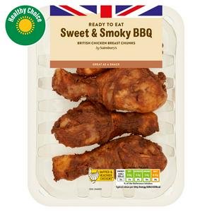 Sainsbury's Sweet & Smoky Cooked British Chicken Drumsticks 430g Sainsbury's Sweet & Smoky Cooked British Chicken Drumsticks 430g