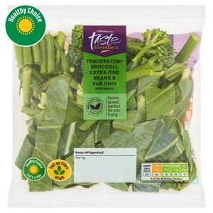 Sainsbury's Tenderstem Broccoli Extra Fine Beans & Pak Choi with Garlic, Taste the Difference 160g