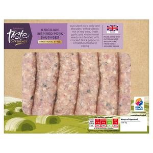 Sainsbury's Traditional Style Sicilian Inspired British Pork Sausages, Taste the Difference x6 454g