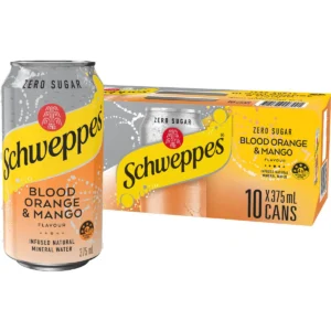 Schweppes Zero Sugar Blood Orange Mango Sparkling Mineral Water Cans