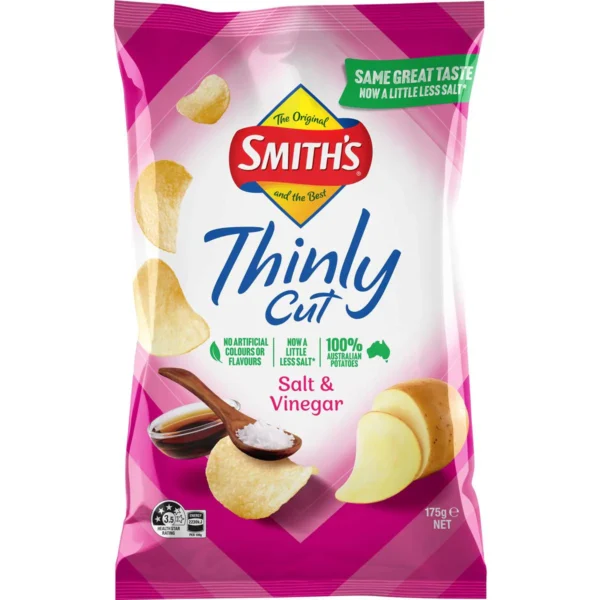 Smith's Thinly Cut Potato Chips Share Pack Salt & Vinegar