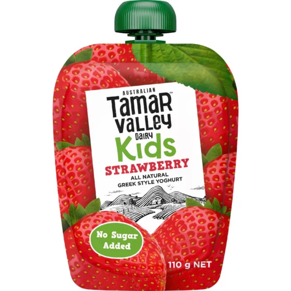 Tamar Valley Dairy Kids Greek Yoghurt Pouch Strawberry Tamar Valley Dairy Kids Greek Yoghurt Pouch Strawberry