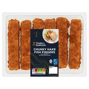 Thistle Seafoods 330g Chunky Hake Fish Fingers in a Crunchy Golden Breadcrumb