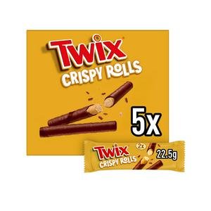 Twix Milk Chocolate Crispy Rolls Snack Bars Mulitpack 5 x 22.5g