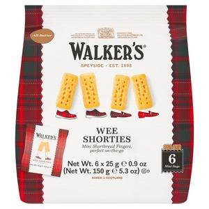 Walker's Wee Shorties Mini Shortbread Fingers 6x25g