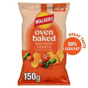 Walkers 150g Oven Baked Crisps Tomato & Basil Snacks
