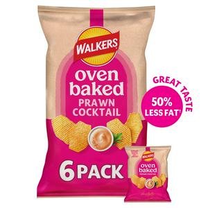 Walkers Baked Prawn Cocktail Snacks Multipack Crisps 6x22g