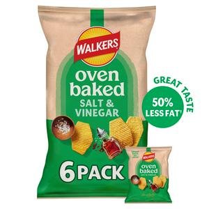 Walkers Baked Salt & Vinegar Multipack Crisps Snacks 6x22g