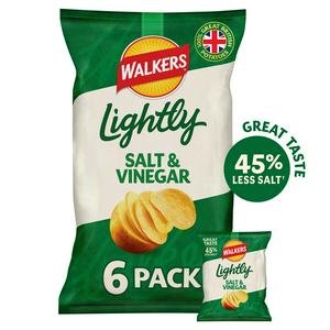 Walkers Less Salt a Dash of Salt & Vinegar Multipack Crisps 6x25g