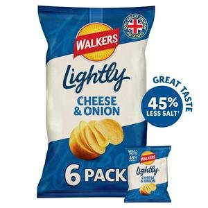Walkers Less Salt Mild Cheese & Onion Multipack Crisps 6x25g