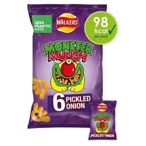Walkers Monster Munch Pickled Onion Multipack Crisps Snacks 6x20g