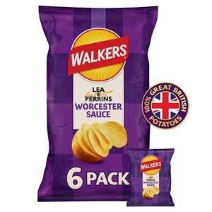 Walkers Worcester Sauce Lea & Perrins Multipack Crisps 6 x 25g