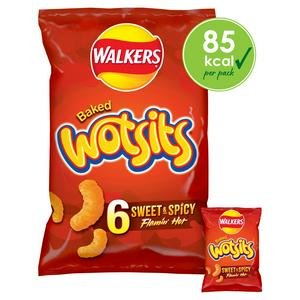 Walkers Wotsits 6 x 16g Sweet & Spicy Snacks Multipack Crisps