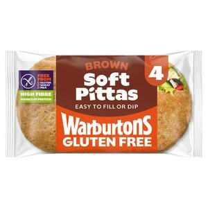 Warburtons Gluten Free Brown Soft Pittas x4