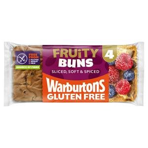 Warburtons Gluten Free Cinnamon & Raisin Sliced Fruity Buns x4