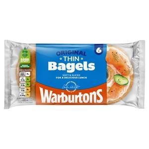 Warburtons Original Thin Bagels x6