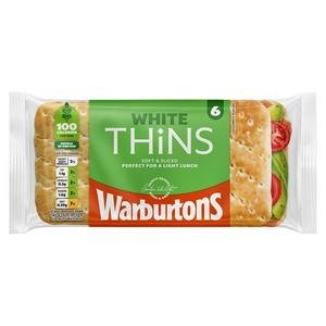 Warburtons White Sandwich Thins x6
