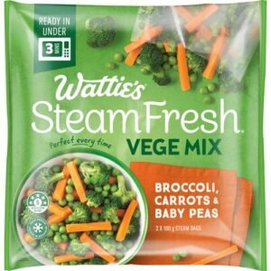 wattie's steamfresh frozen mixed vegetables broccoli, carrots & baby peas