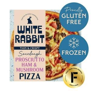 White Rabbit 332g Prosciutto Ham & Mushroom Gluten Free Sourdough Frozen Pizza White Rabbit 332g Prosciutto Ham & Mushroom Gluten Free Sourdough Frozen Pizza