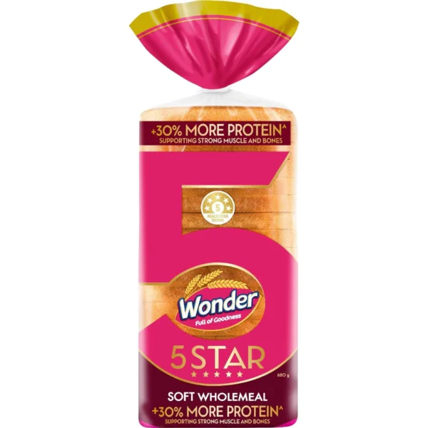 Wonder White 5 Star Soft Wholemeal Loaf Wonder White 5 Star Soft Wholemeal Loaf