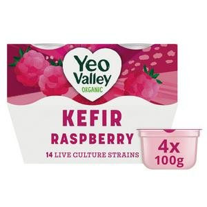 Yeo Valley Organic Kefir Raspberry Yogurt Pack 4x100g